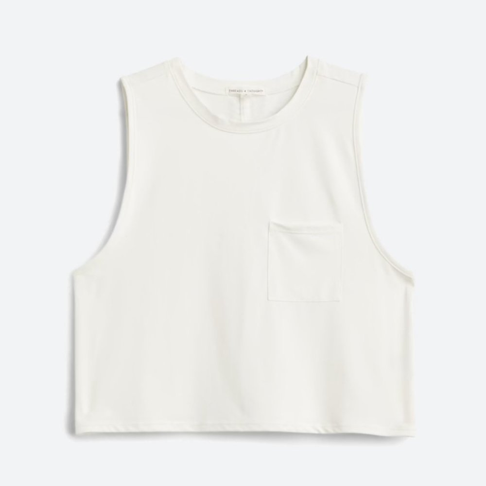 Threads for Thought White Crop Tank